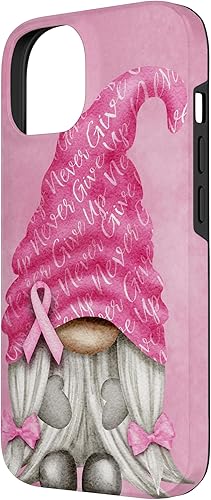 Miniatura 5 de iPhone 15 - Soporte rosa contra el cáncer con gnomo para el caso de concientización sobre el cáncer de mama