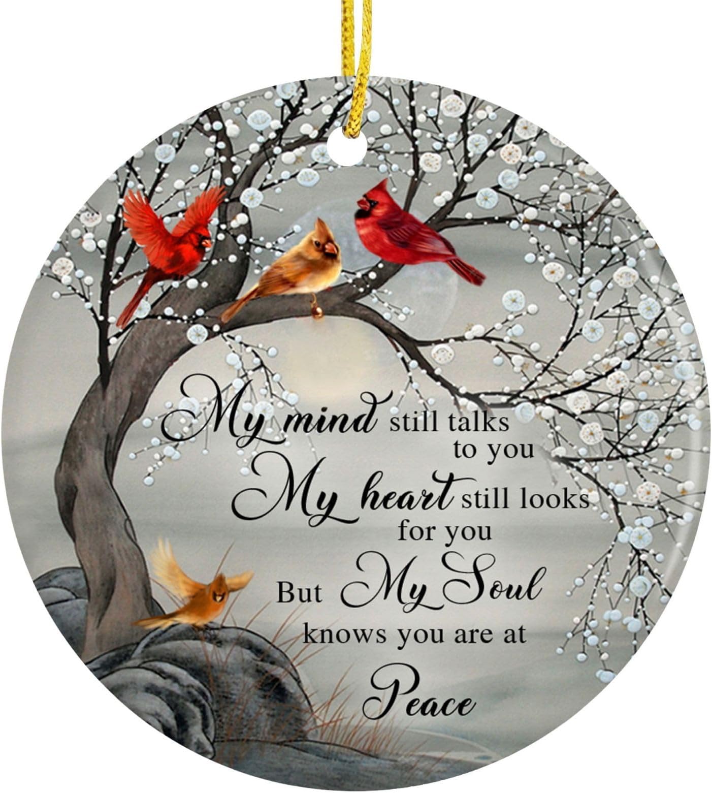 ZewuaiSympathy Gifts - Memorial Gifts Red Birds Hanging Decor - My Mind Still Talks to You Acrylic Ornaments Double-Sided Printed Teacher Gift Card Flash Deal Cheap Item Under 3 Dollar
