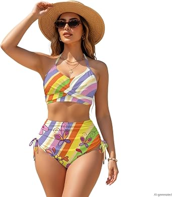 Two Piece Bikini Set for Women Sexy Bathing Suit Ruched Swimsuit Tie Two Sides Bottom Swimwear XS-3XL