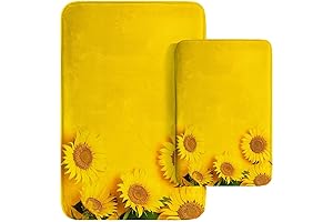 Britimes Sunflower Yellow Bathroom Rug Mat Set of 2, The Perfect Addition to Any Bathroom!