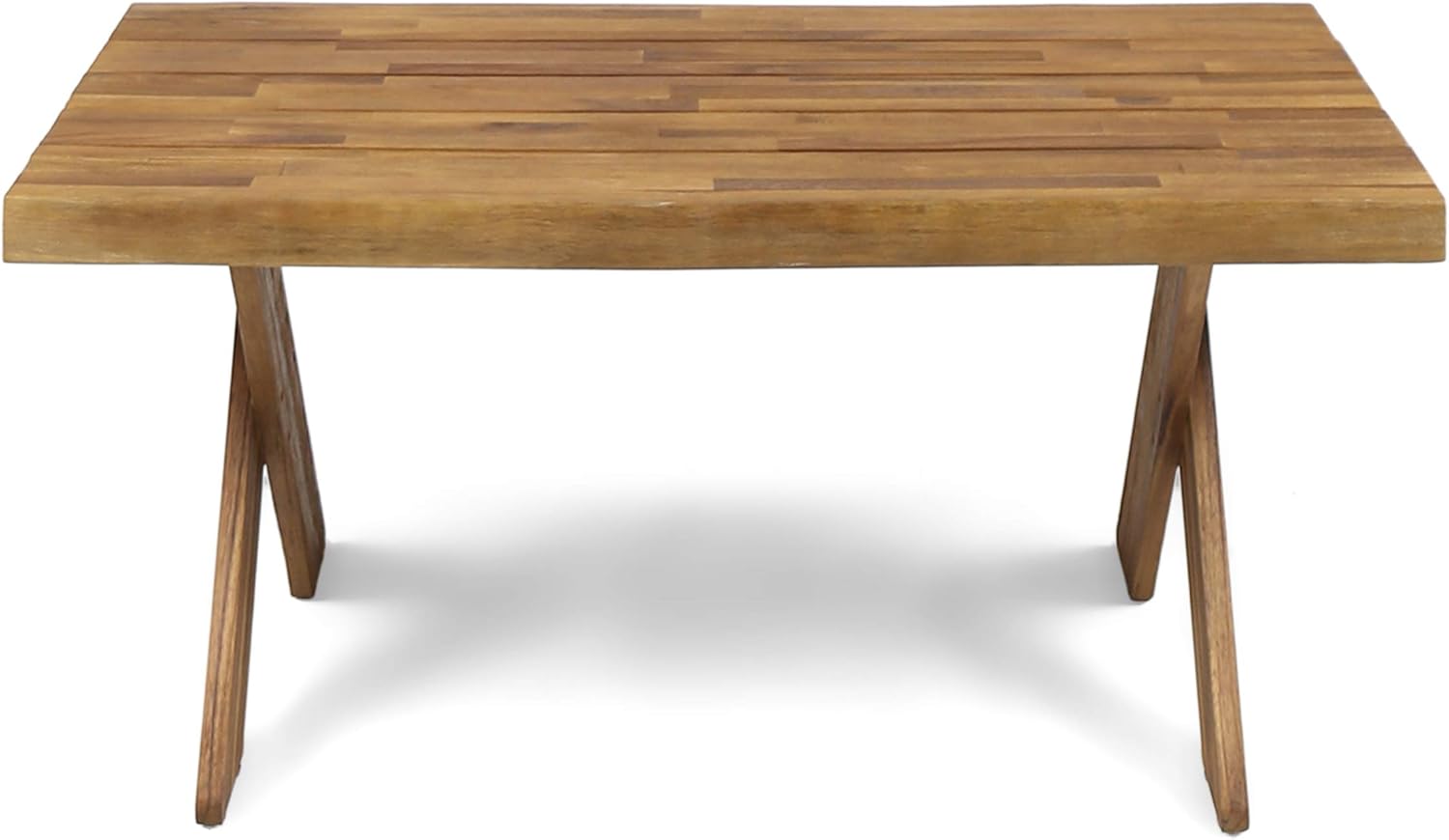 Christopher Knight Home Estelle Indoor Farmhouse Acacia Wood Coffee Table, Sandblast Teak Finish