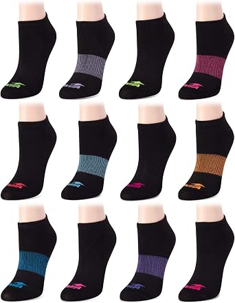 Avia Womens Low Cut Socks - 12 Pack Performance Cushion Comfort No Show Socks - Breathable Athletic Socks for Women 4-9, Size 4-10, Black