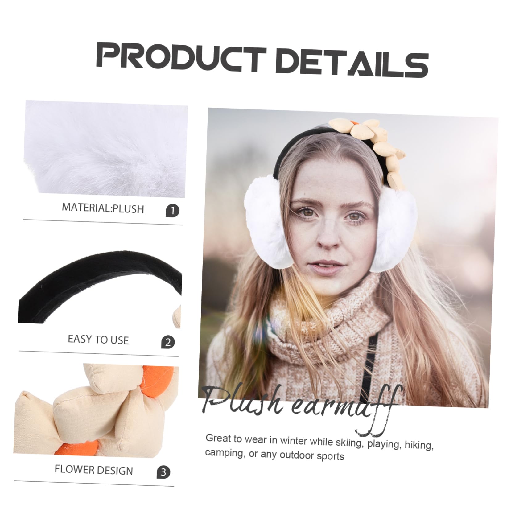 SHERCHPRY cubiertas de oído Auriculares Venda cubierta del oído de invierno orejeras para niñas cálido cubierta cálida para los oídos orejera de invierno al aire Felpa