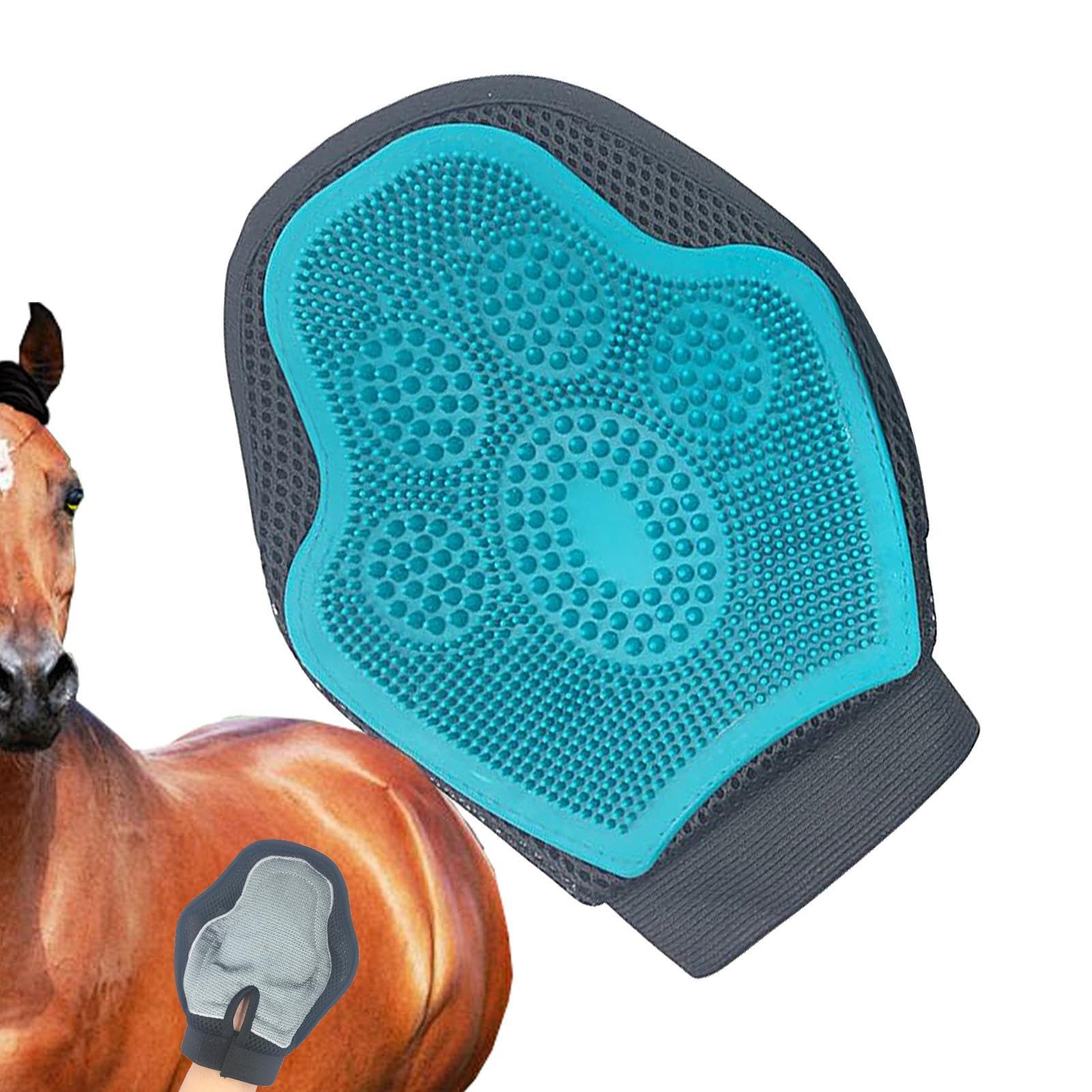 Horse Massage Glove - Pet Grooming Gloves, Rubber Horse Grooming Brush, Breathable Horse Hair Remover Mitt, Gentle Brush Glove, Shedding Grooming Tool for Horses Dogs Cats
