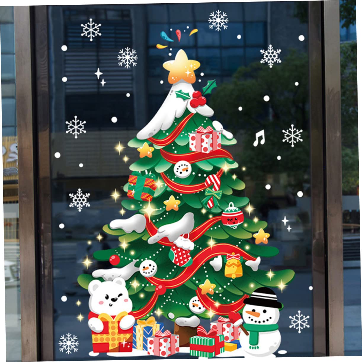 Zerodeko 5 Hojas Adhesivos Arbol De Navidad Pegatinas Decoración Colgante Navidad Vinilo Decorativo Para Pared Infantil Luces Bolas De Adornos Navideños Película Muro De Polivinilo