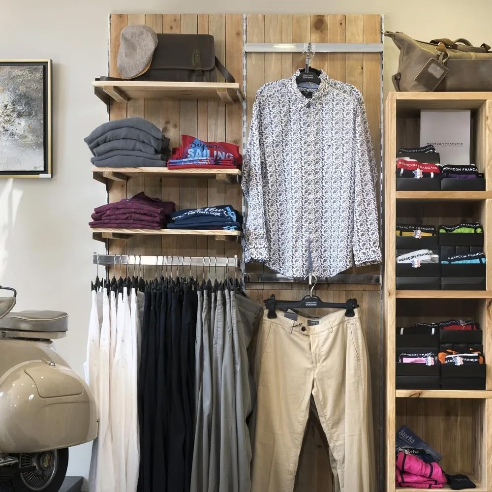 20 Stück Kleiderbügel mit schwarzen Kunststoffklammern, 34 cm, organisieren Sie Ihre Kleidungsstücke, Hosen und Röcke, Kleiderbügel mit Klammern, die Ordnung in Ihrem Kleiderschrank garantieren.