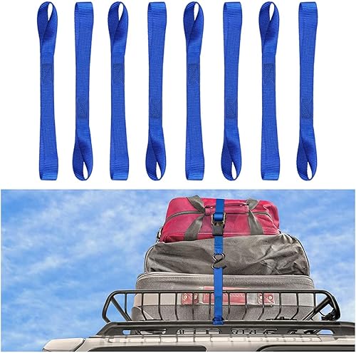 Correas de amarre de bucle suave, paquete de 8 unidades de capacidad de carga de 220 libras, resistencia a la rotura de 1100 libras, bucles de
