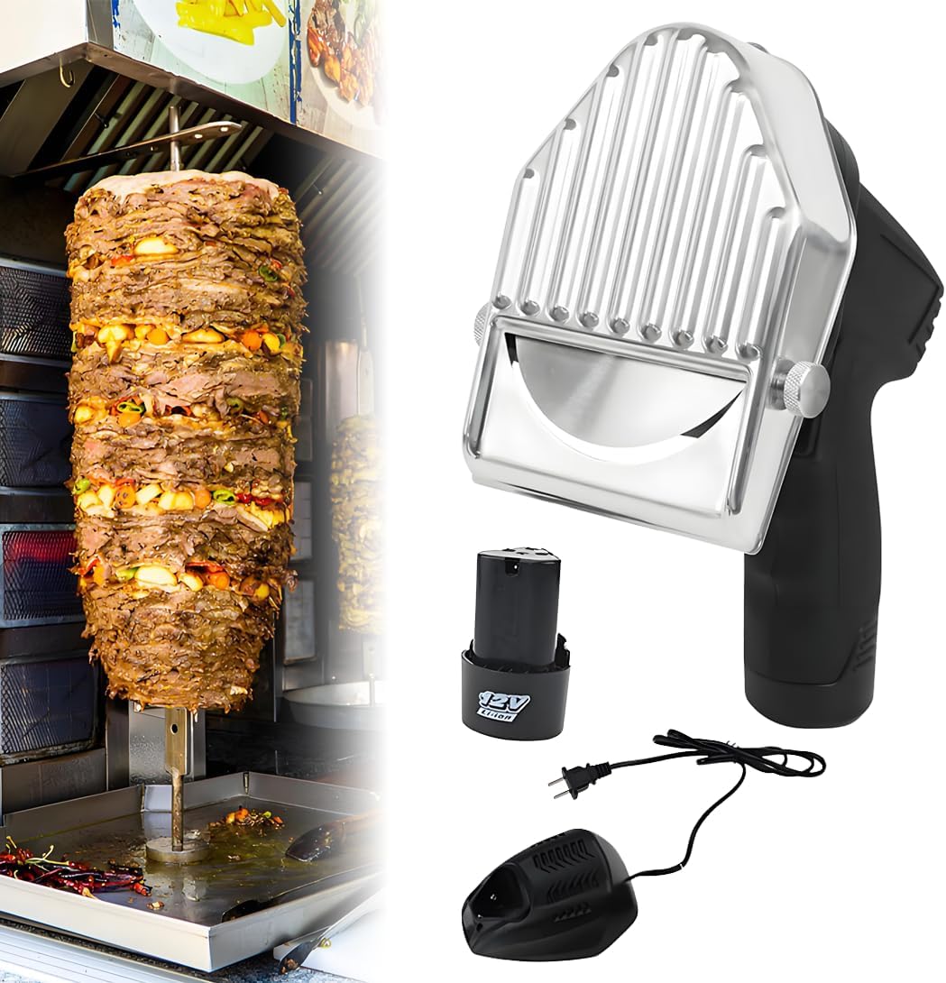 Kebab Cutter Slicer 80W Portable Electric, Professional Electric Cutting Knife, For Doner Kebab and Gyros, Stainless Steel Wireless
