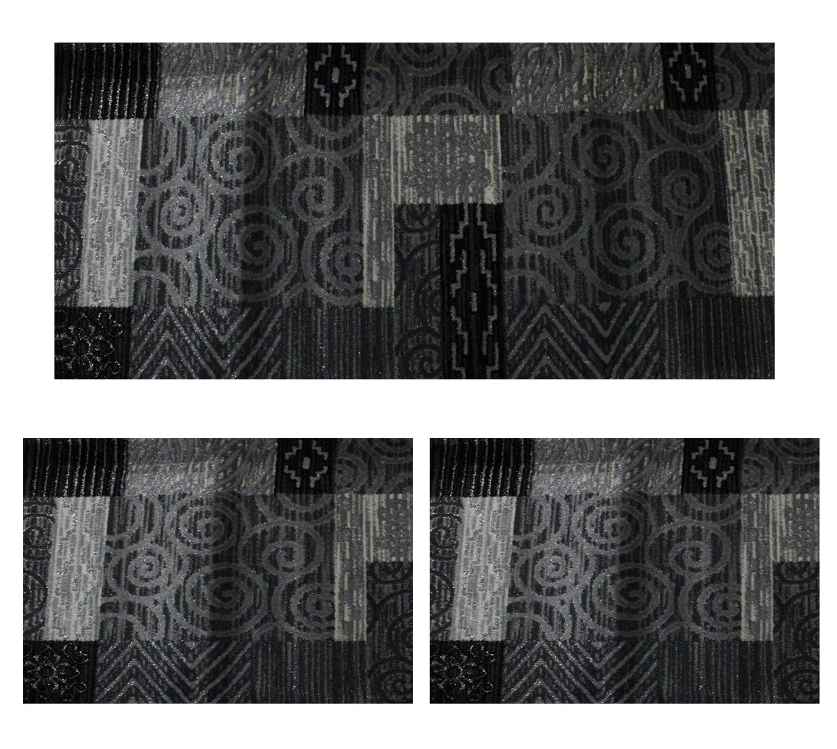 Parure Tappeto Scendiletto Salotto Divano Ufficio art. Geometrico Grigio