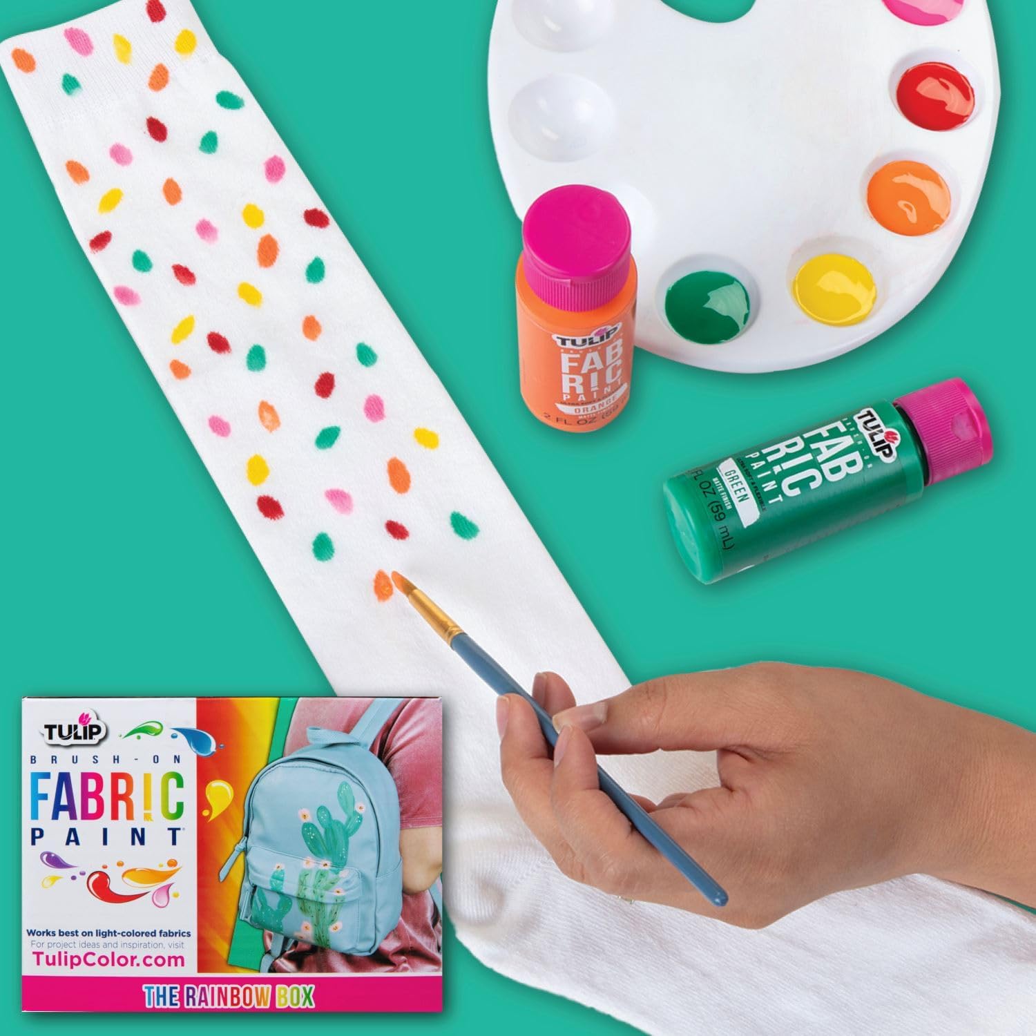 Tulip Brush-on Fabric Paints, 14 Colors 2 fl oz each, Permanent, Flexible, Rainbow