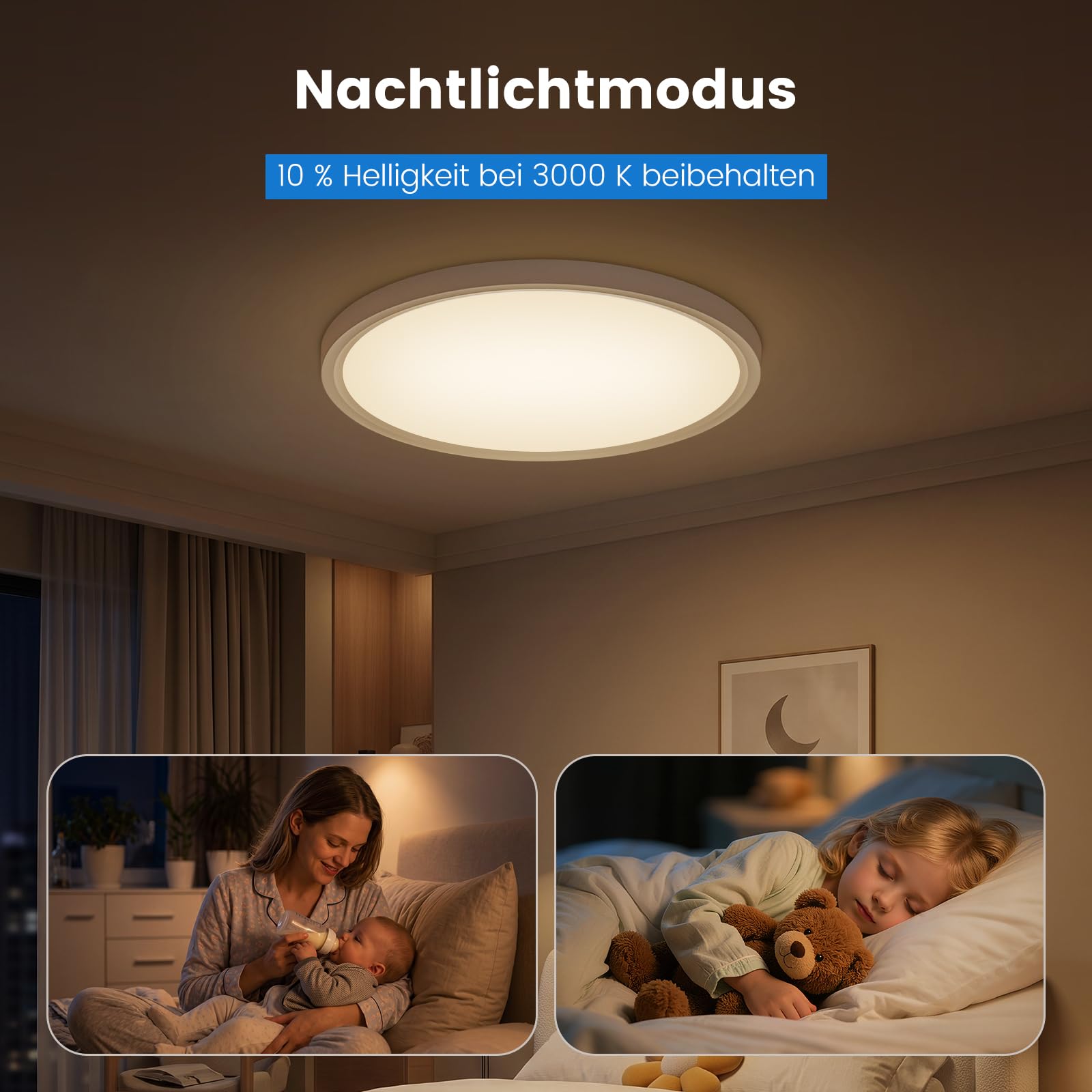 QOJUX LED Deckenleuchte Dimmbar 12W 2600LM,LED Deckenlampe 3000-6500K Ø30cm – Ansicht 5
