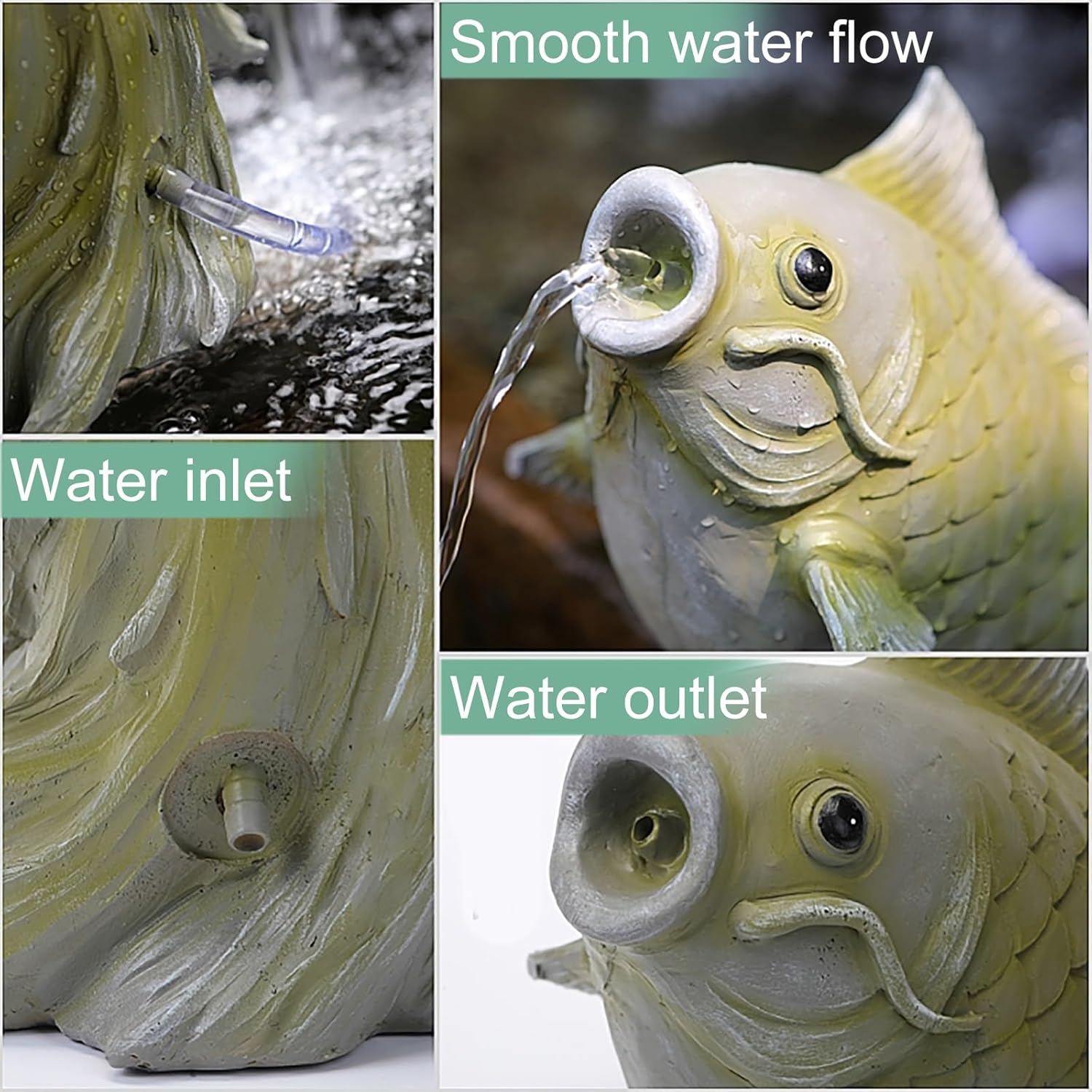 Pond Fountains, Creative Shape Pond spitters for Small Ponds, Polyresin Waterscape Sculpture, Fish Pond Water Circulation Outlet Landscaping, for Courtyard and Office(Gray)