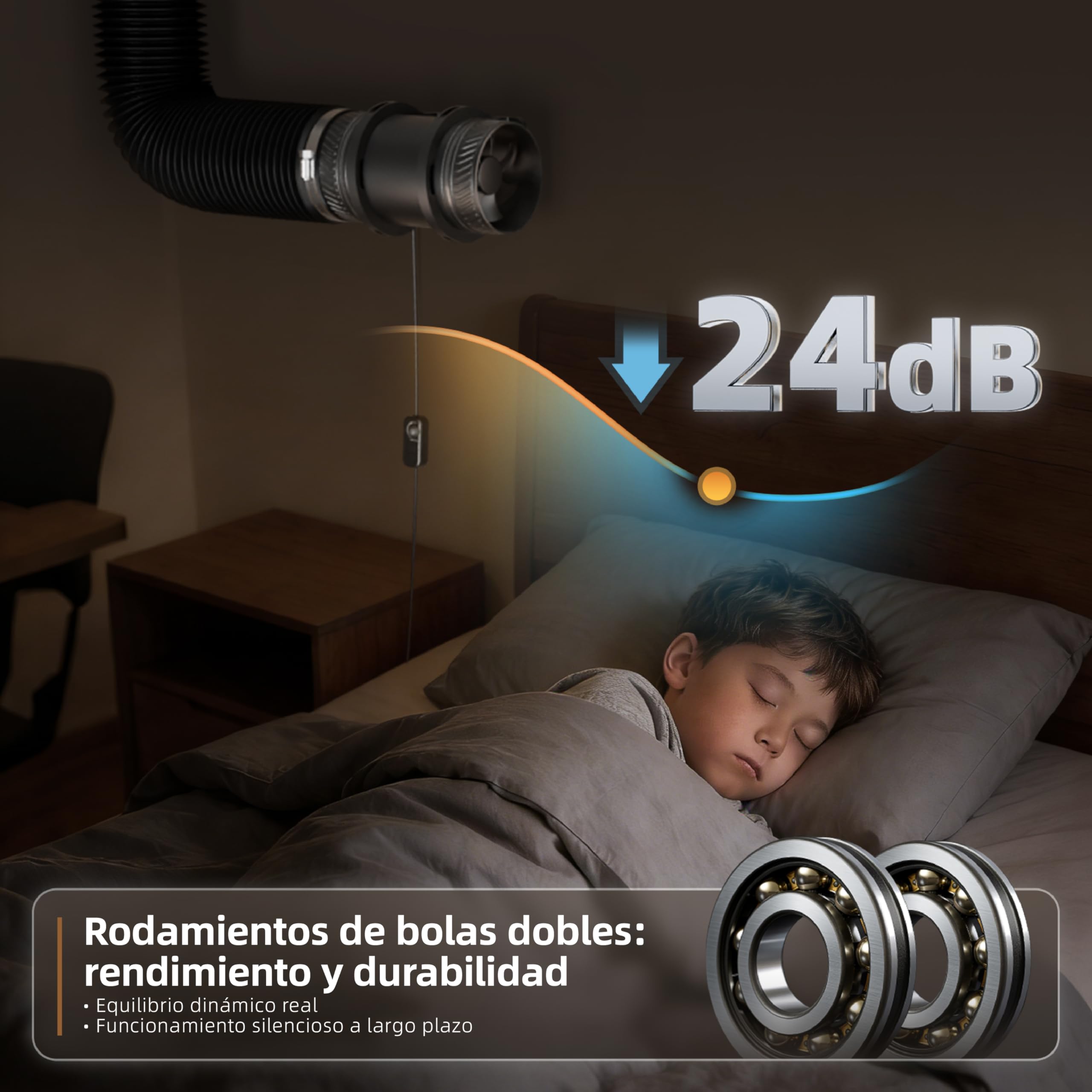 MOCINE Ventilador de conducto 100 mm regulable, 310 m³/h | Extractor en línea Con base de montaje y correa de fijación, ventilador silencioso para baño, sótano, ático, cultivo indoor
