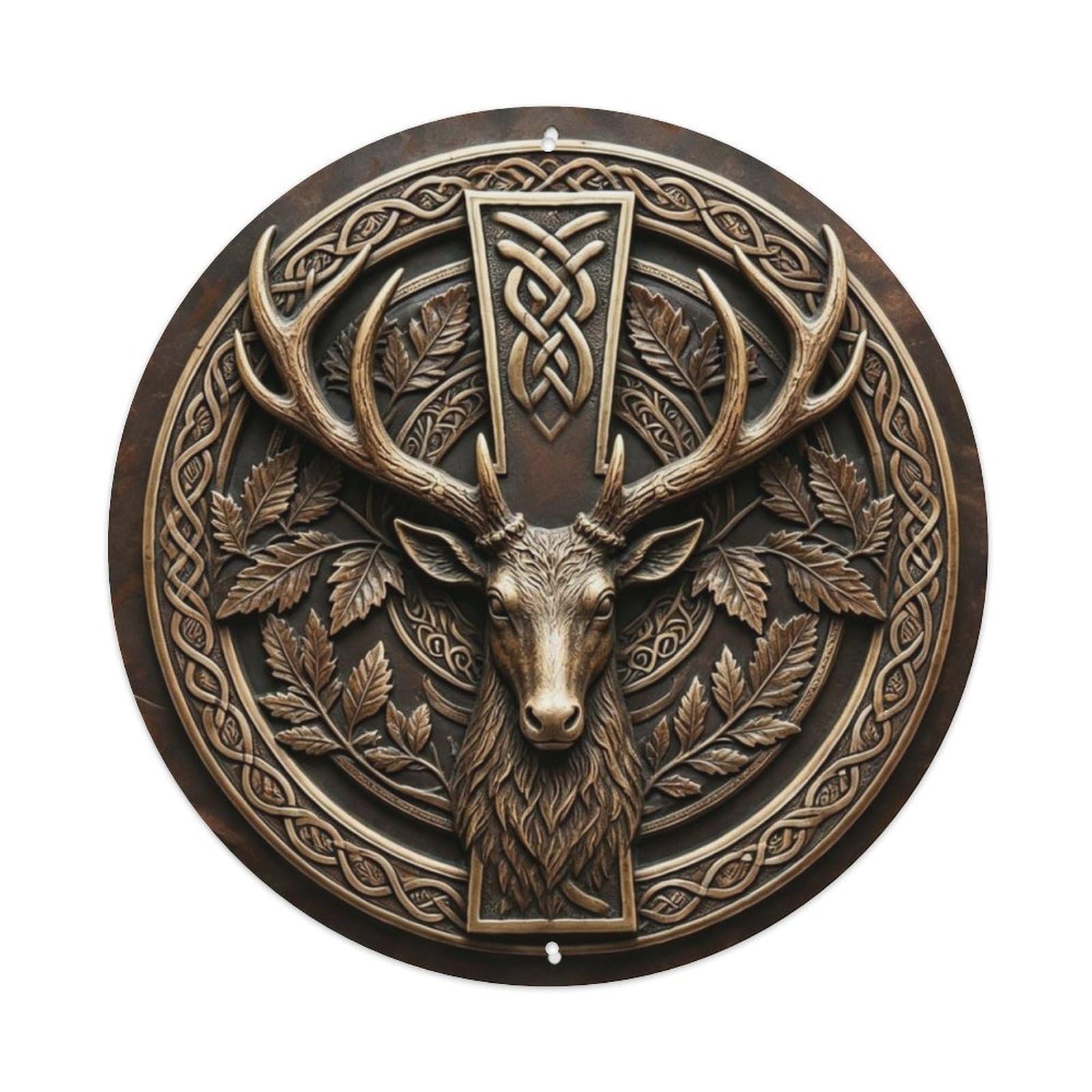 Rustic Deer Antler Metal Tin Sign Plaque