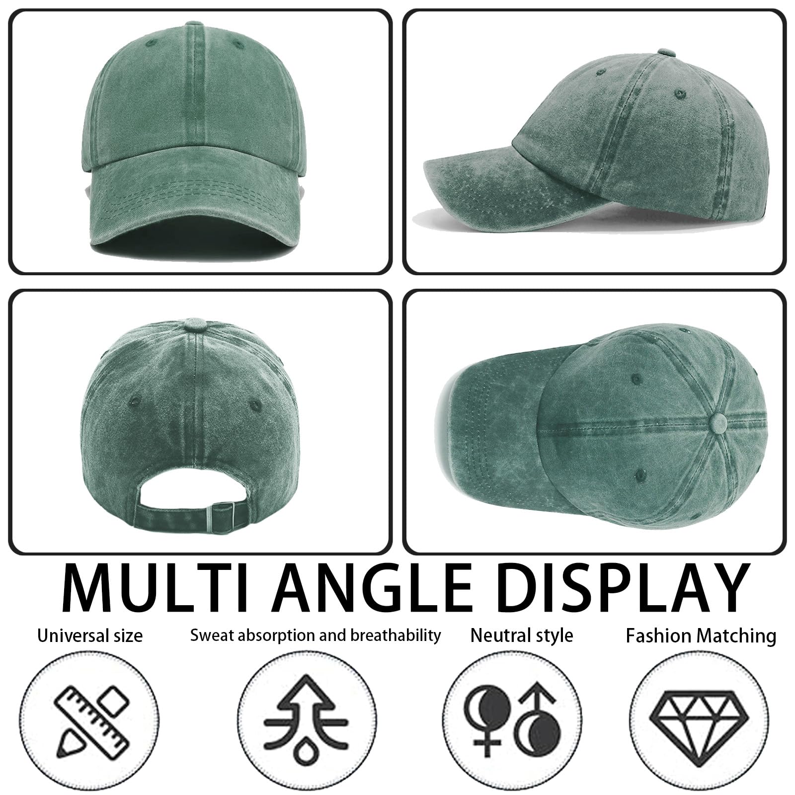 Casquette Baseball Femmes Rétro, Casquette Femme Stylée, Casquette Femme Washed-Distressed, pour Le Running et Les Sports Extérieurs, pour Femmes et Hommes