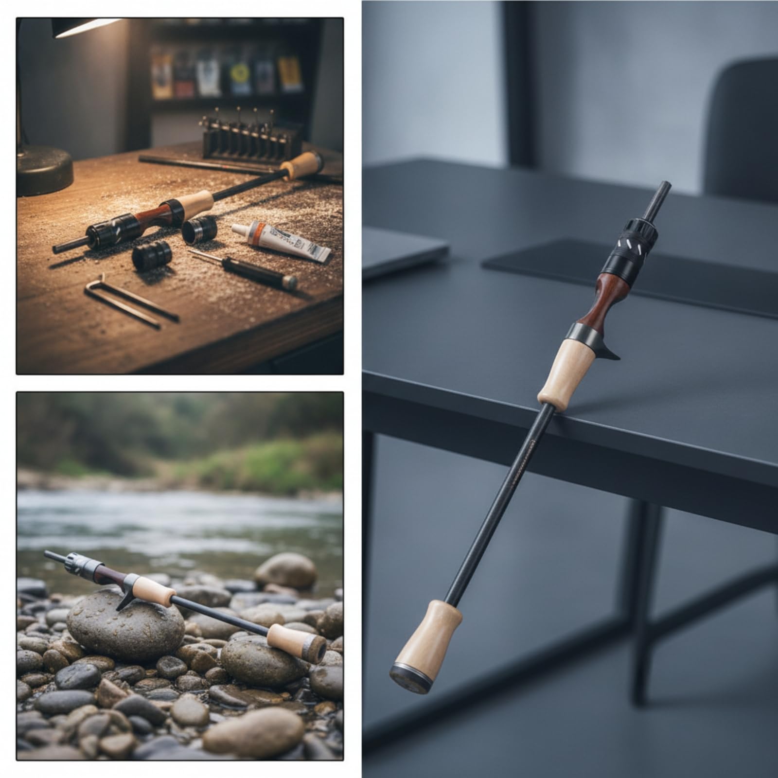 Manico per Canna da Pesca Manico Impugnatura Porta Mulinello Riparazione con Sezione Centrale Carbonio Alluminio Grip Ergonomico in Adatto a | Personalizzato, Componenti, per Costruzione Canne