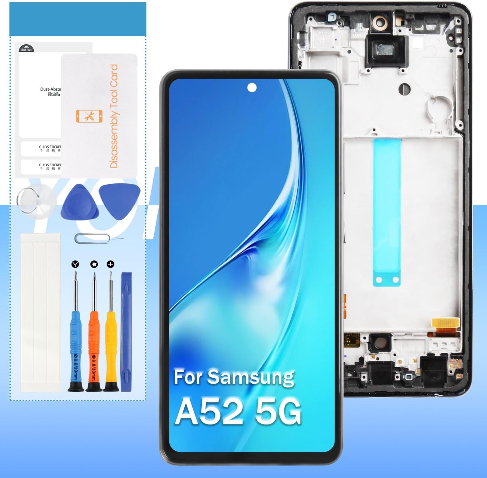 Screen Replacement for Samsung Galaxy A52 5G SM-A526U A526T A526V A526A A526B A526U1 A526W 6.5" LCD Display Touch Digitizer Assembly with Black Frame(TFT,Not Fingerprint)