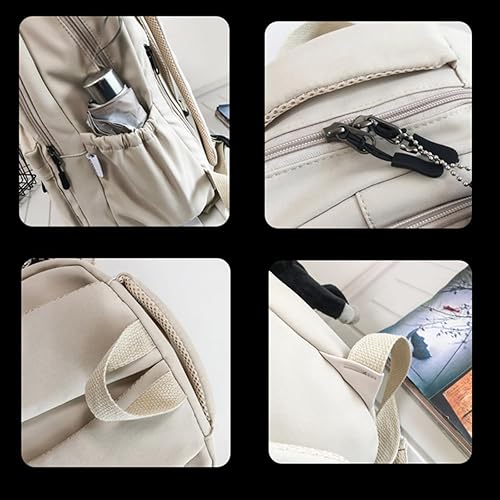 Miniatura 6 de jupkem Linda mochila kawaii para laptop para mujer, resistente al agua, gran capacidad, mochila de viaje casual, bolsa de mano a la moda, Blanco,