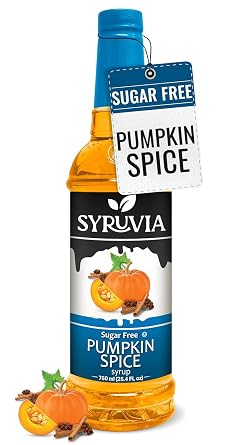 Syruvia Sugar Free Coffee Syrup, Pumpkin Spice Flavored Syrup for Drinks, Lattes, and Desserts 25.4 fl oz