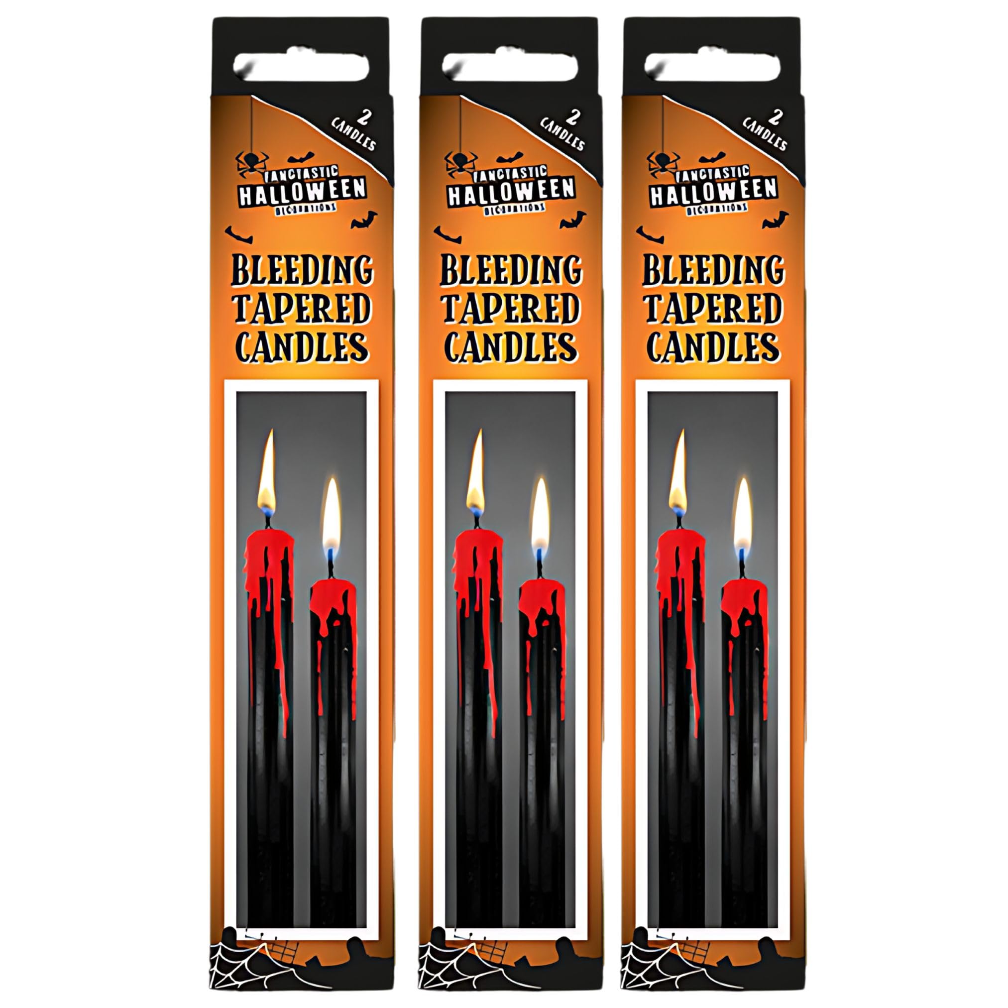 AKH® Halloween Bleeding Tapered Candles | Pack of 6 | Spooky Blood Drip Candles for Creepy Halloween Decor