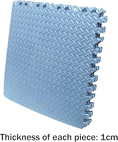 Miniatura 6 de HTTMT - SkyBlue 12 X (24 pies cuadrados) Alfombrilla de piso de gimnasio de 24 x 24 pulgadas de espuma EVA entrelazada para ejercicio de fitness,