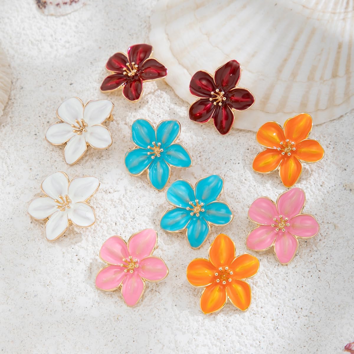 Flower Earrings for Women Color Boho Statement Earring Unique Trendy Floral Earrings Spring Jewelry - Image 5