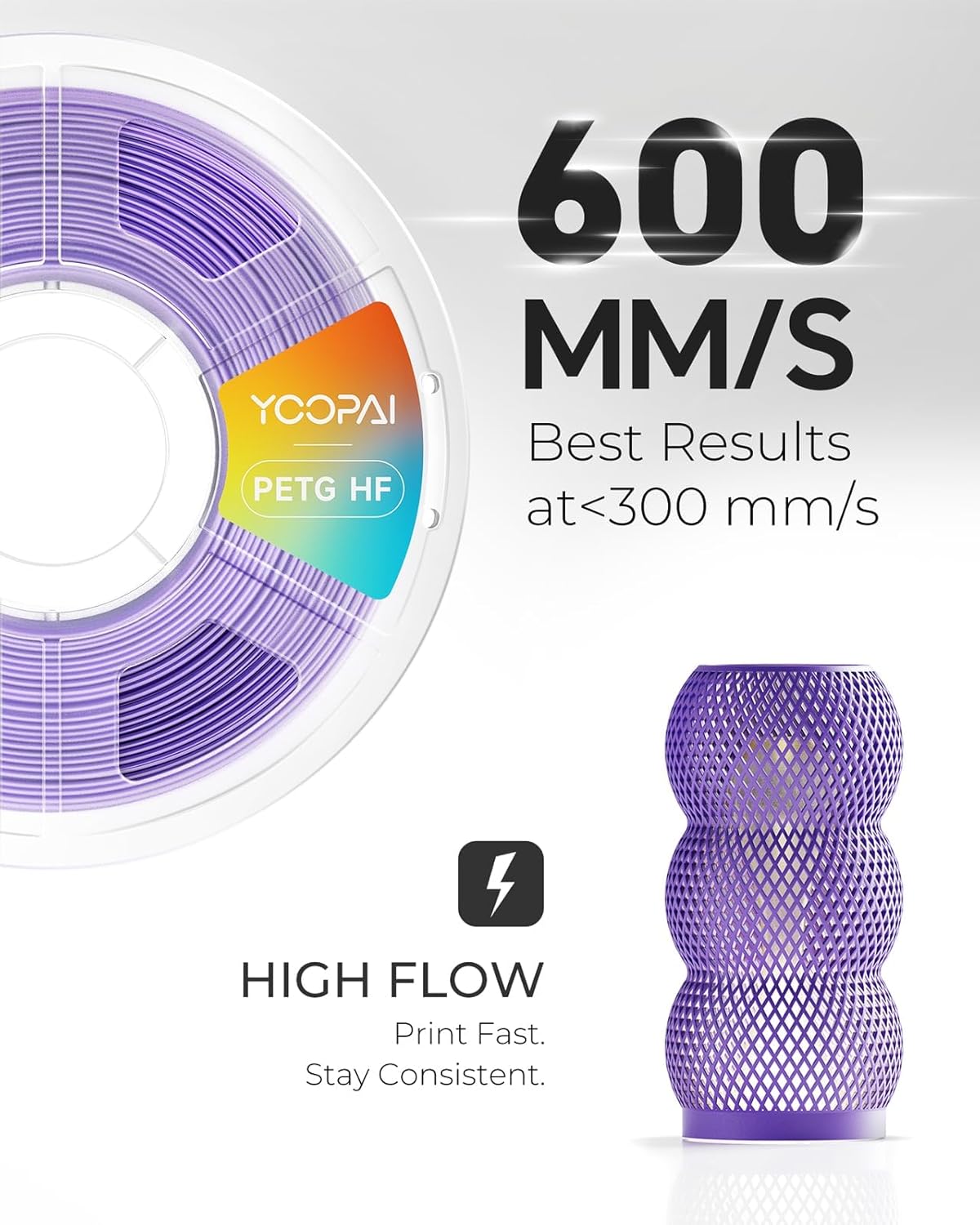 PETG HF Filament Purple & YOOPAI PETG Filament Transparent Blue Green Gradient