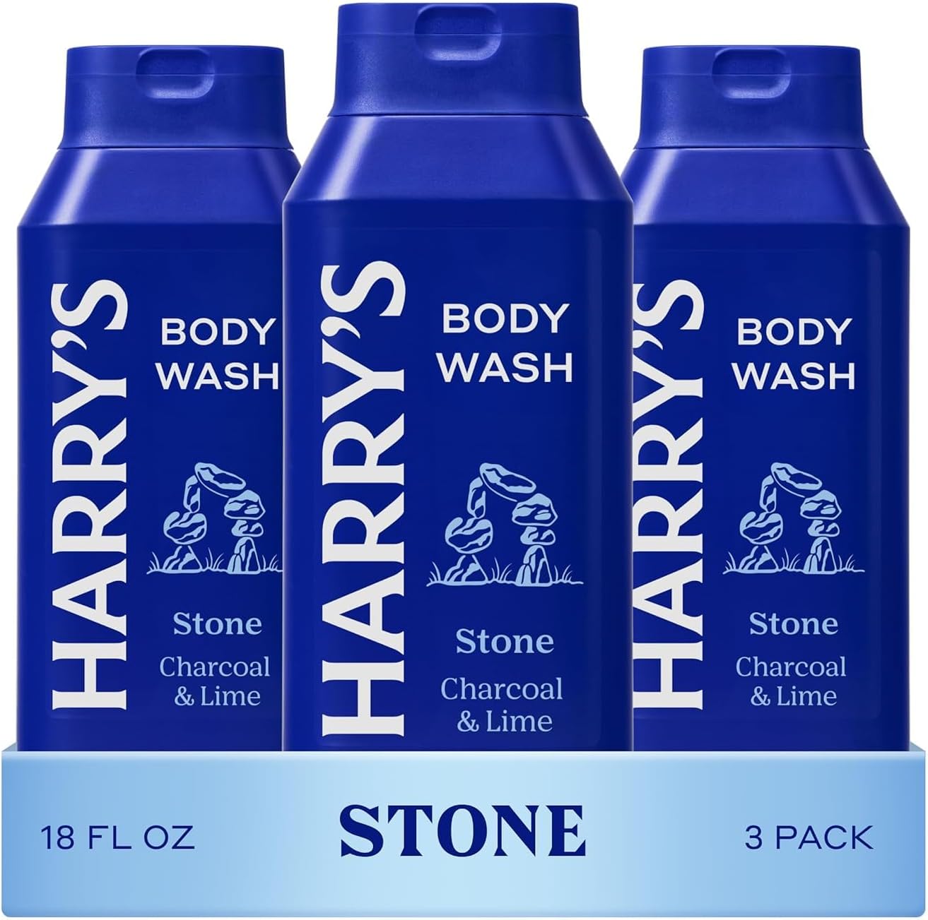 Men's Body Wash - Stone - (3 Pack) 18 fl oz - Shower Gel for Men - No Parabens, Sulfates, or Dyes
