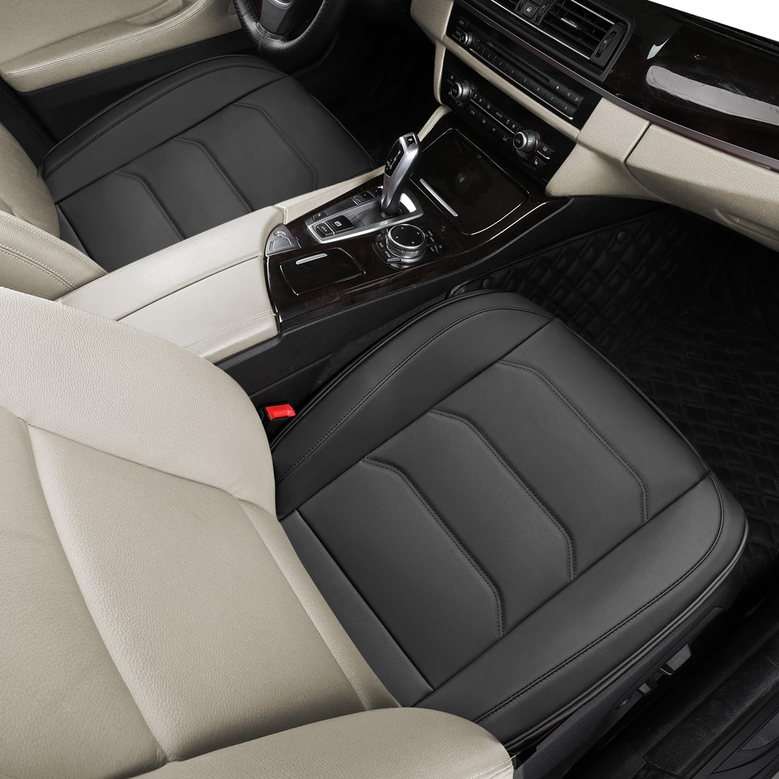 BOPUOVRE Car Seat Cover for Luxury Comfort - PU Leather Anti-Slip Full Wrap Protection with Storage Pocket for — view 4