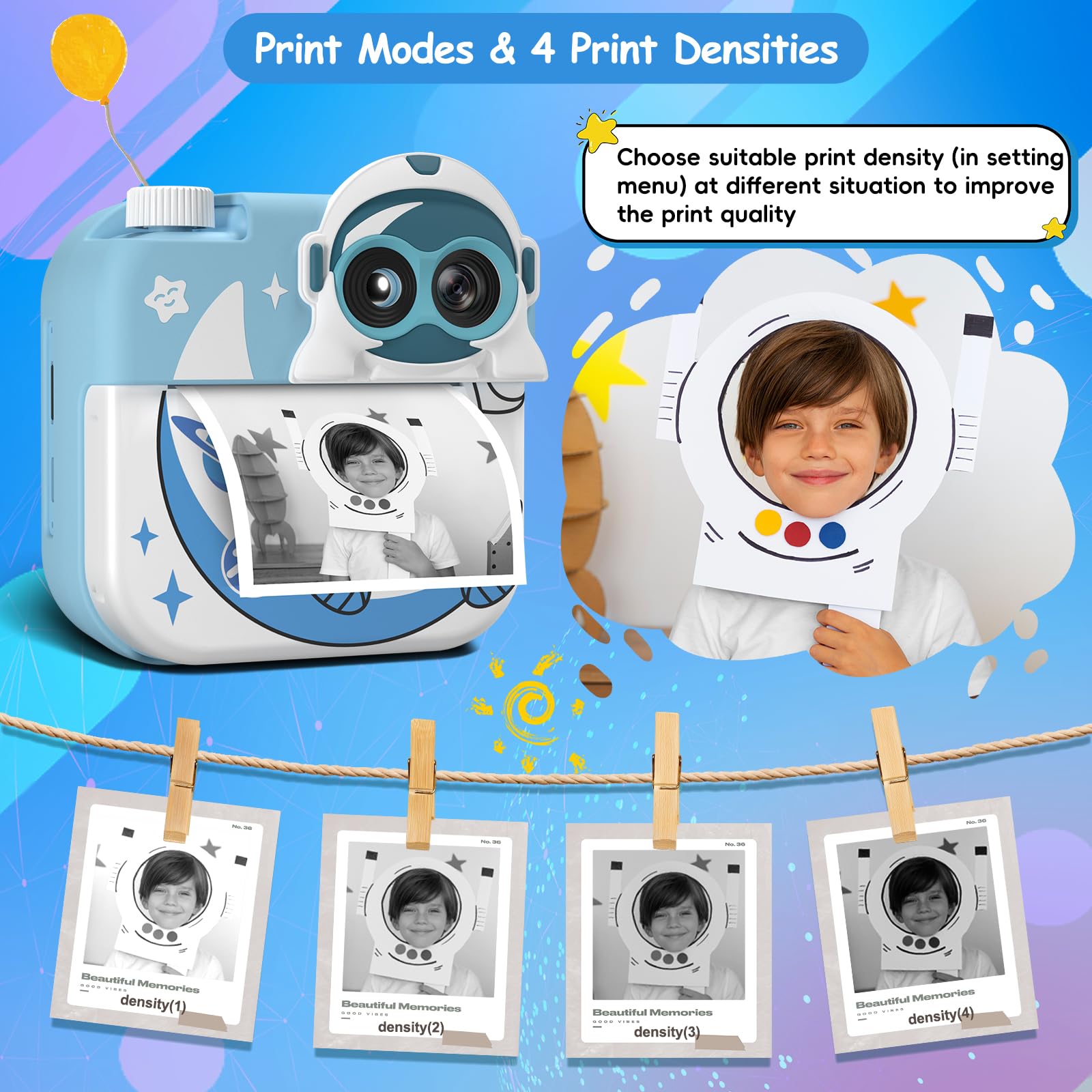 Gofunly Macchina Fotografica Bambini Istantanea, 2.4 Pollici Fotocamera Istantanea Bambini con 32GB Scheda, 12MP/1080P HD Videocamera Fotocamera Digitali per Bambino da 3-12 Anni