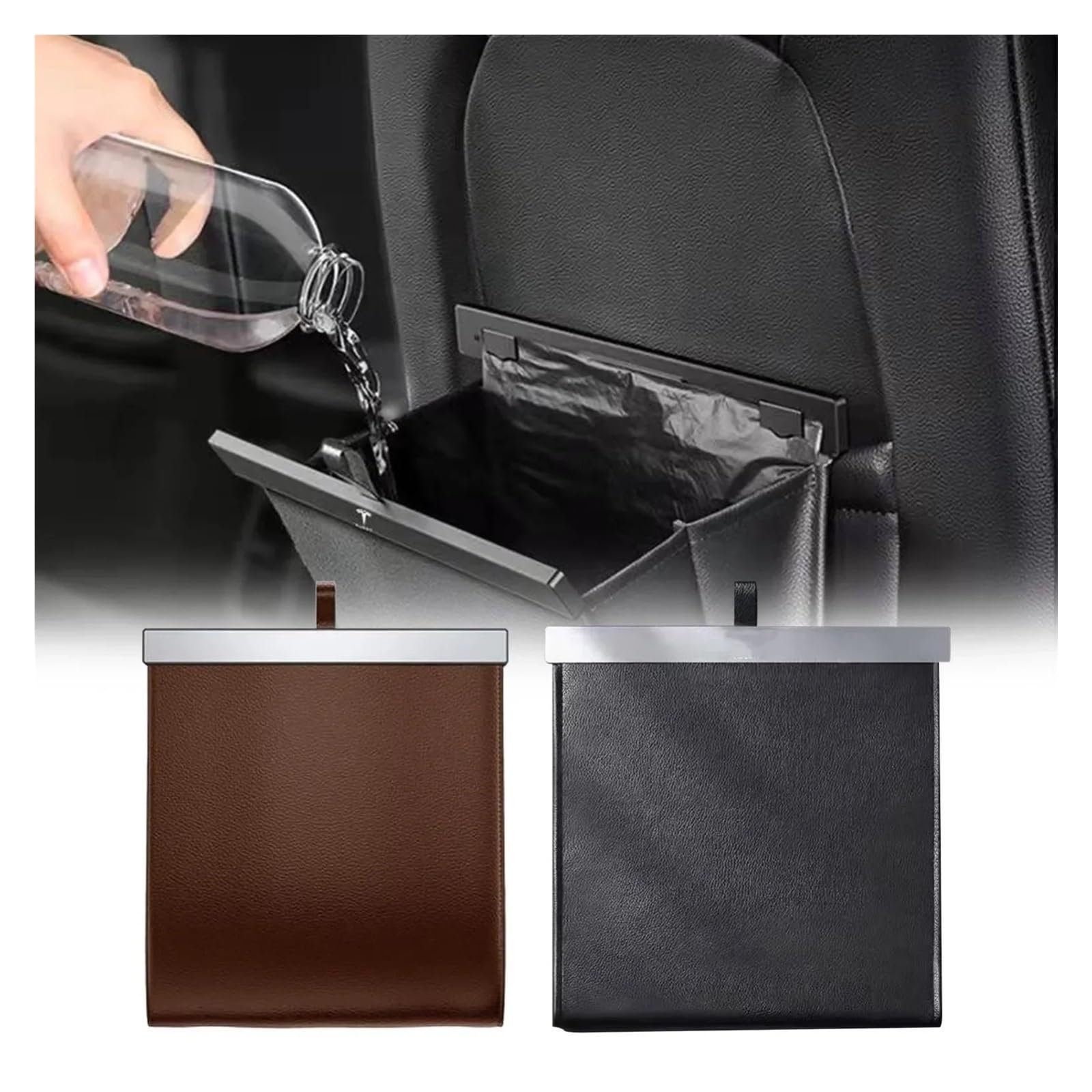 Auto Mülleimer Auto-Müllbeutel, Wasserdichter Auto-Rücksitz-hängender Mülleimer, Aufbewahrungseimer Für Sitzrücken-Organizer Mini Autos Mülleimers(Brown)