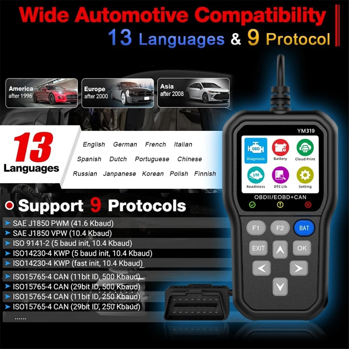 Amazon.com: YM319 OBD2 Scanner Read Vehicle Car Diagnostic Tool