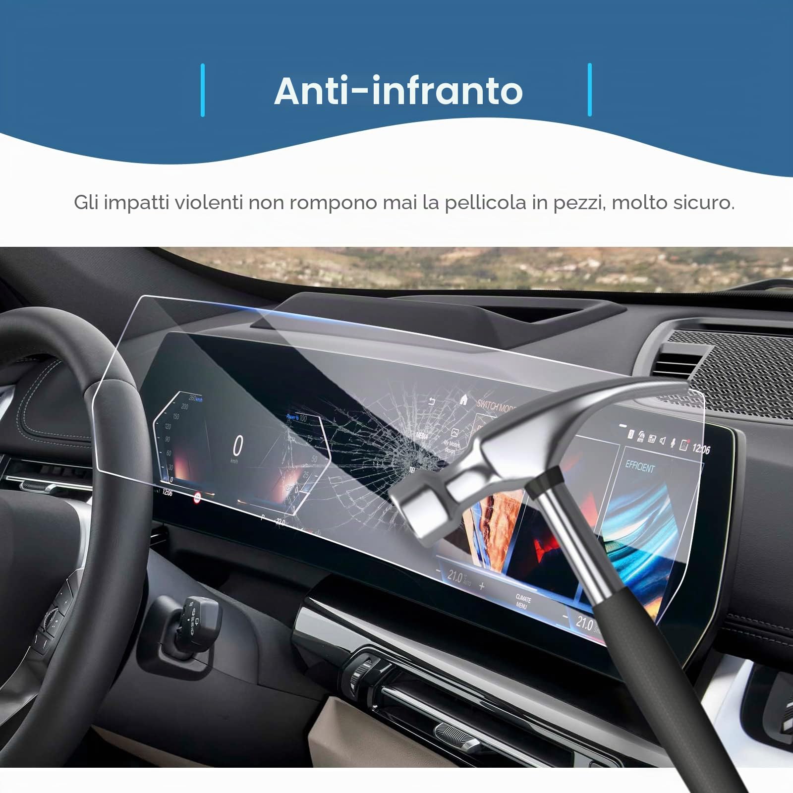 GAFAT Compatibile con BMW X1 iX1 U11/ X2 iX2 U10/ Serie 1 F70 2022-2024 2025 Pellicola Protettiva, 10,7" Navigation+ 10,25" Cockpit Pellicola in Vetro per X1 U11 iDrive 8, Antiurto, 9H Anti Graffio
