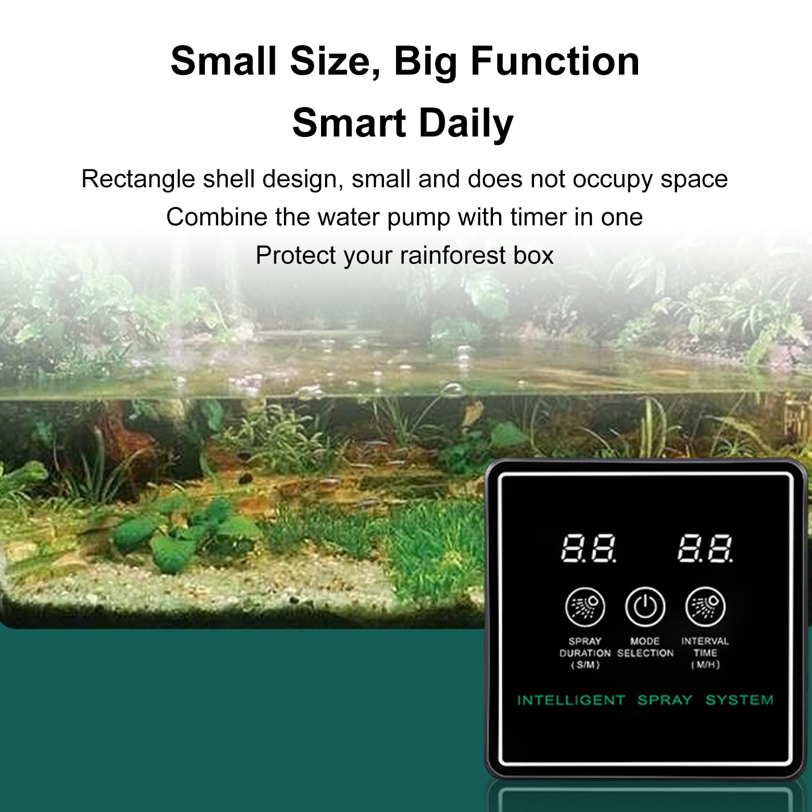 Walmeck Smart Rainforest Box - de pulverización automático para reptiles con temporizador, terrarios, humidificador con boquillas de nebulización ajustables de 360°