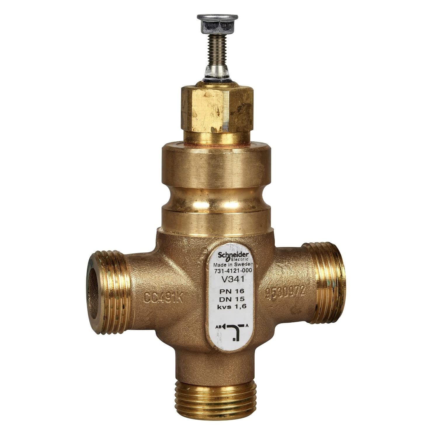 Vanne 3 voies bronze PN16 DN25 Kv10 filetée pour régulation hydraulique