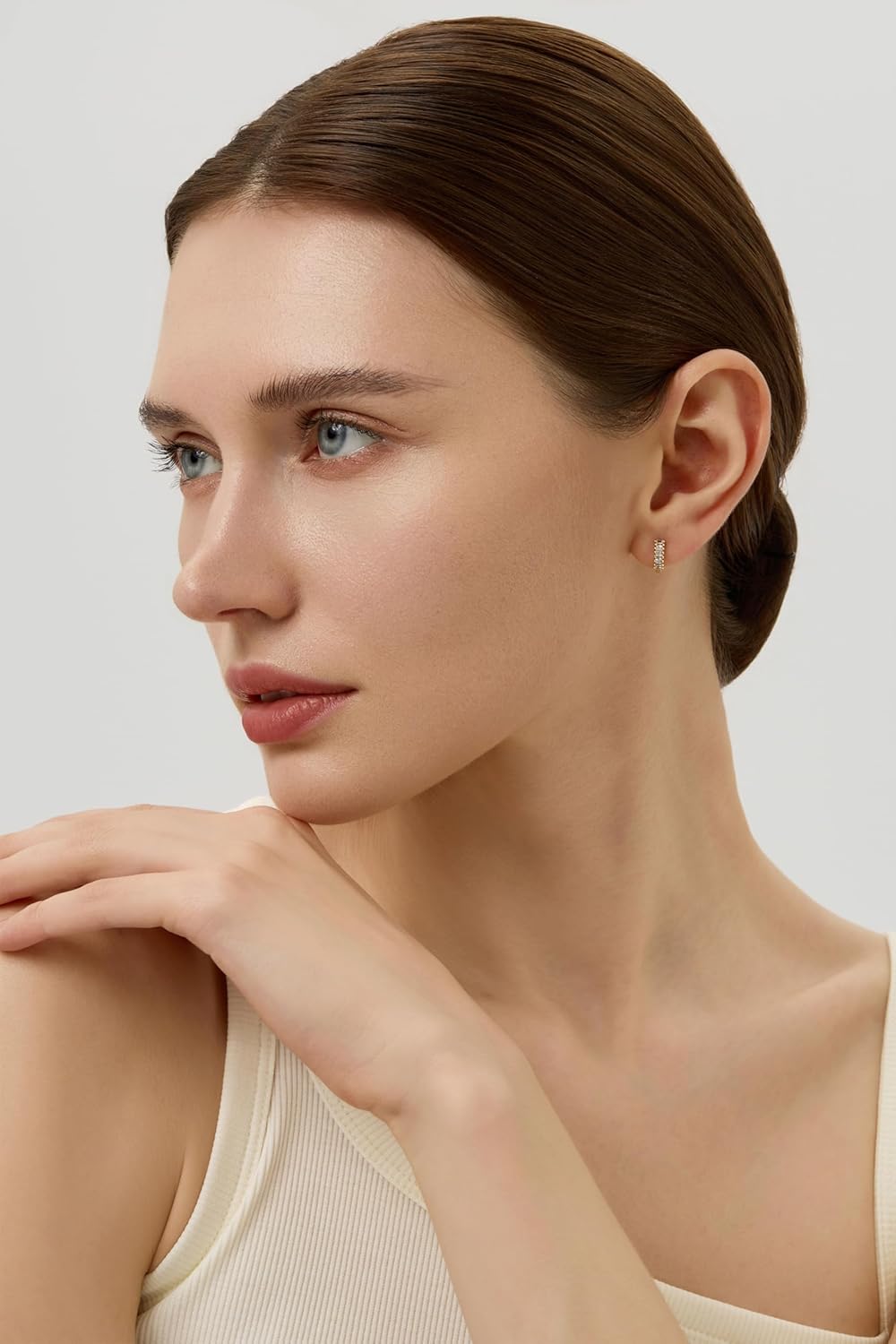 14K Gold Small Huggie Earrings for Girls,925 Sterling Silver Gold Hoops Earrings Trendy Chunky CZ Pin Earrings Jewelry Gifts for Girls - Image 5