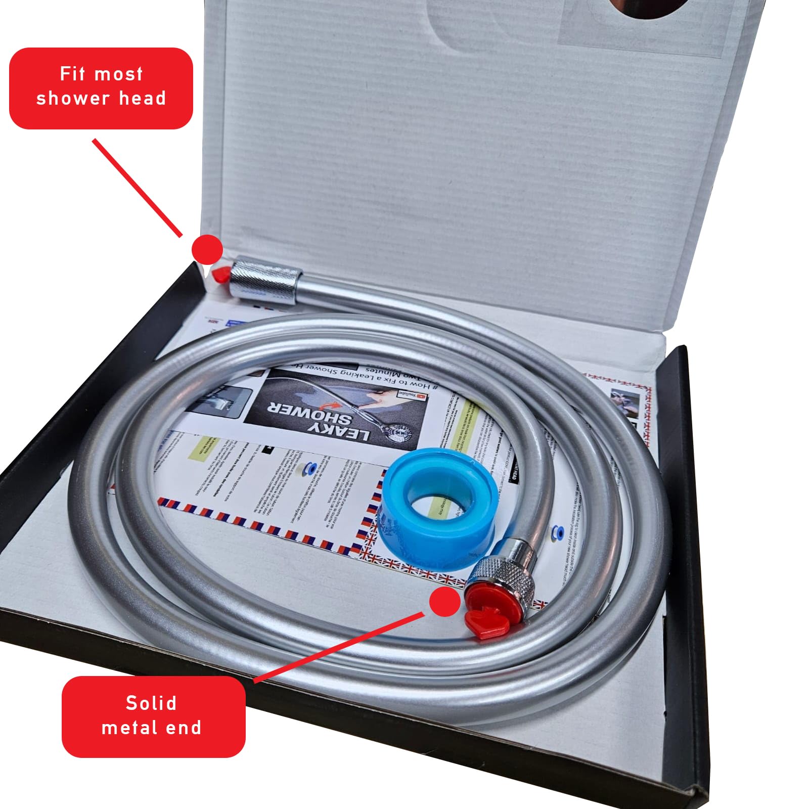 PVC LISSE BLANC, Flexible De Douche En PVC Lisse