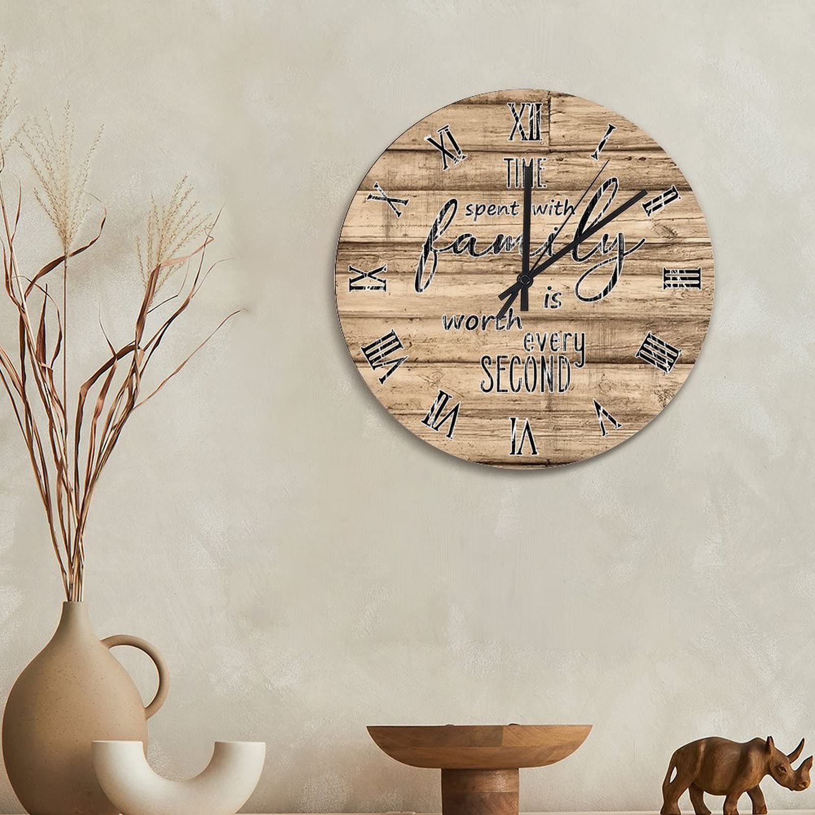 Horloge Murale Bois Rustique 38,1 Cm - Mouvement Quartz Silencieux - Décoration Intérieur Cuisine Salon - 11