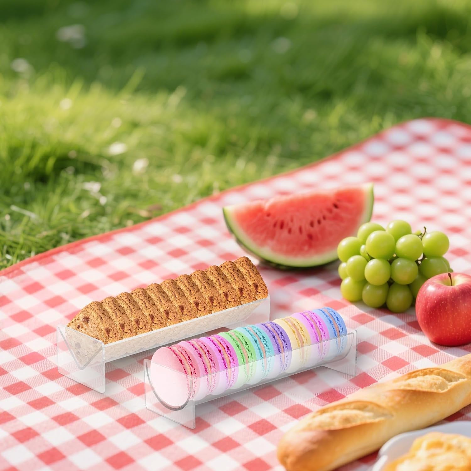 4 Pcs Clear Acrylic Cracker Serving Tray, Rectangular Food Display Holder for Biscuit Cookie Charcuterie Platter, Home Party Wedding Events - Image 6