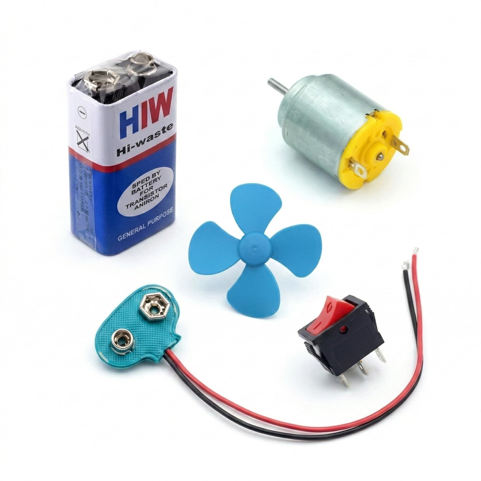 Electronic Experiment Project DIY Kit 9V Battery, Battery Clip, On Off Switch, Dc Toy Motor, Blade Fan, Working Models of Science Projects Kits-image-14