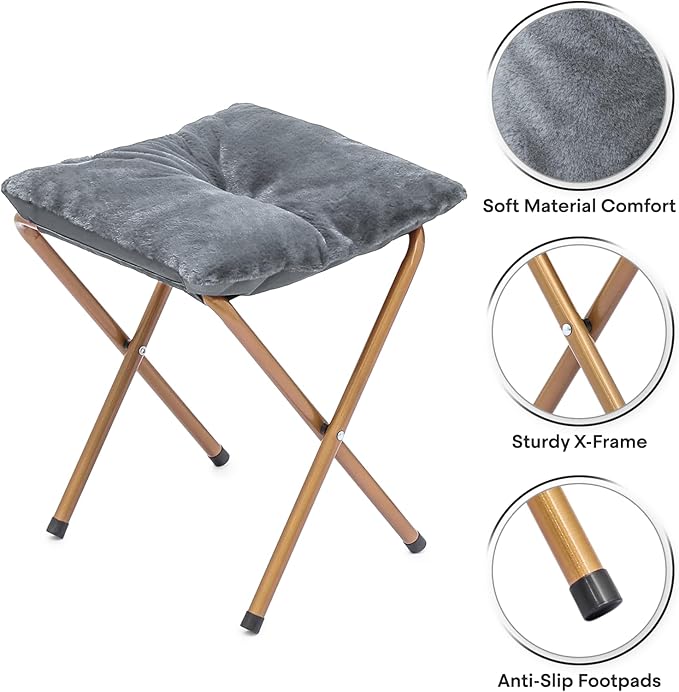 Sillón Plegable Descanso Cuadrado Gris con Puff miniatura 5