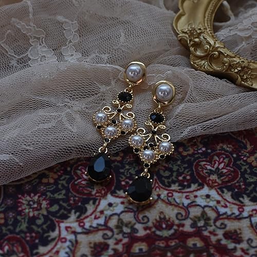 Miniatura 5 de Black Vintage Pearl Earrings Black Earrings for Women Pearl Drop Earrings Teardrop Chandelier Long Dangle Earrings Baroque Earrings Bohemian Earrings