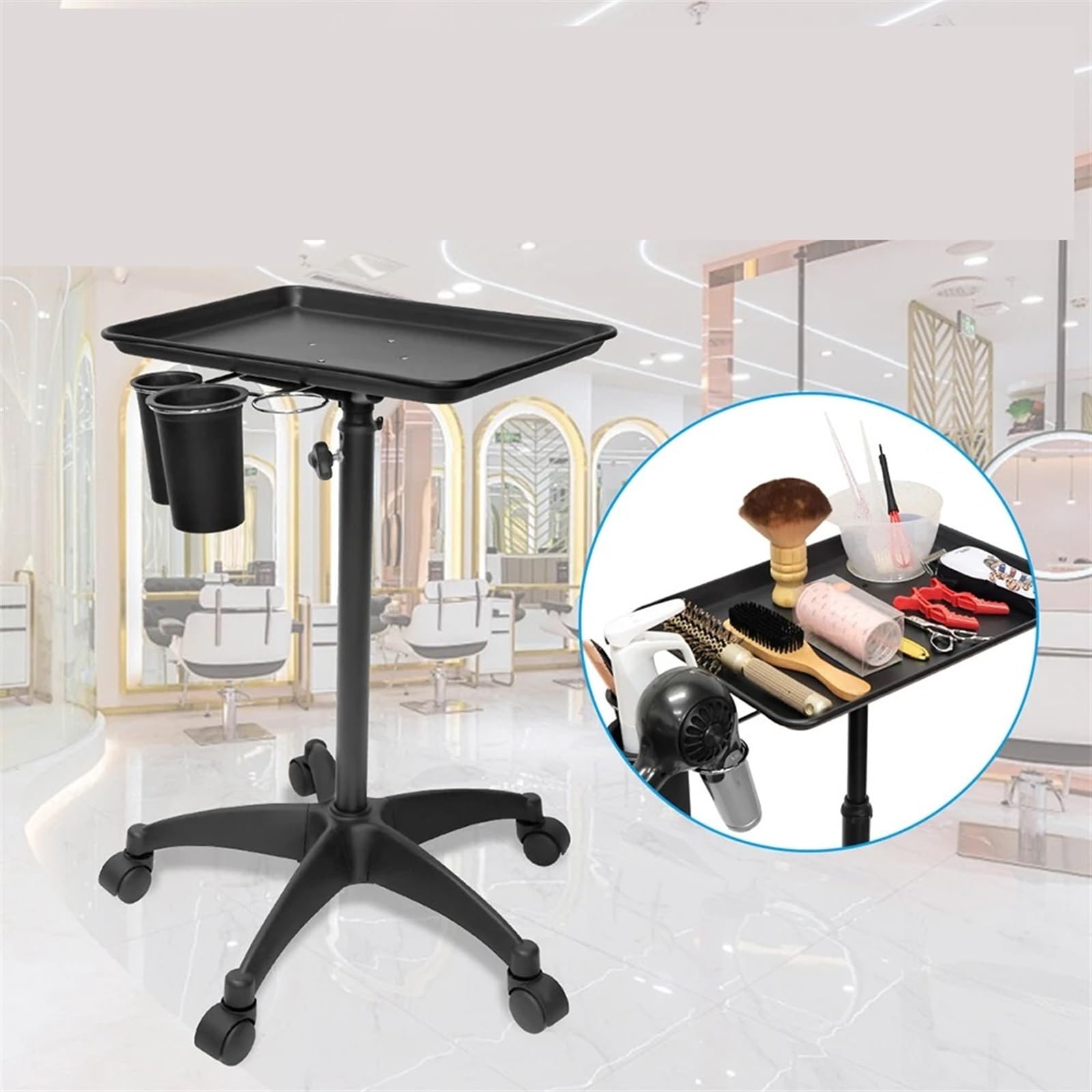 Carrello per Estetista Carrello for Parrucchiere Carrello con Ruote Carrello portaoggetti Vassoio for Capelli Carrello Multifunzionale di Bellezza Barbiere Strumenti for tintura Accessori