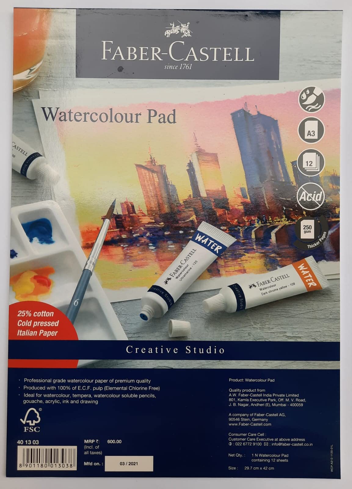 Nishtha Creations Watercolour Pad, 280 GSM, 12 Sheets, (A4 Size) (B0B1J9B74H) Amazon Price History, Amazon Price Tracker
