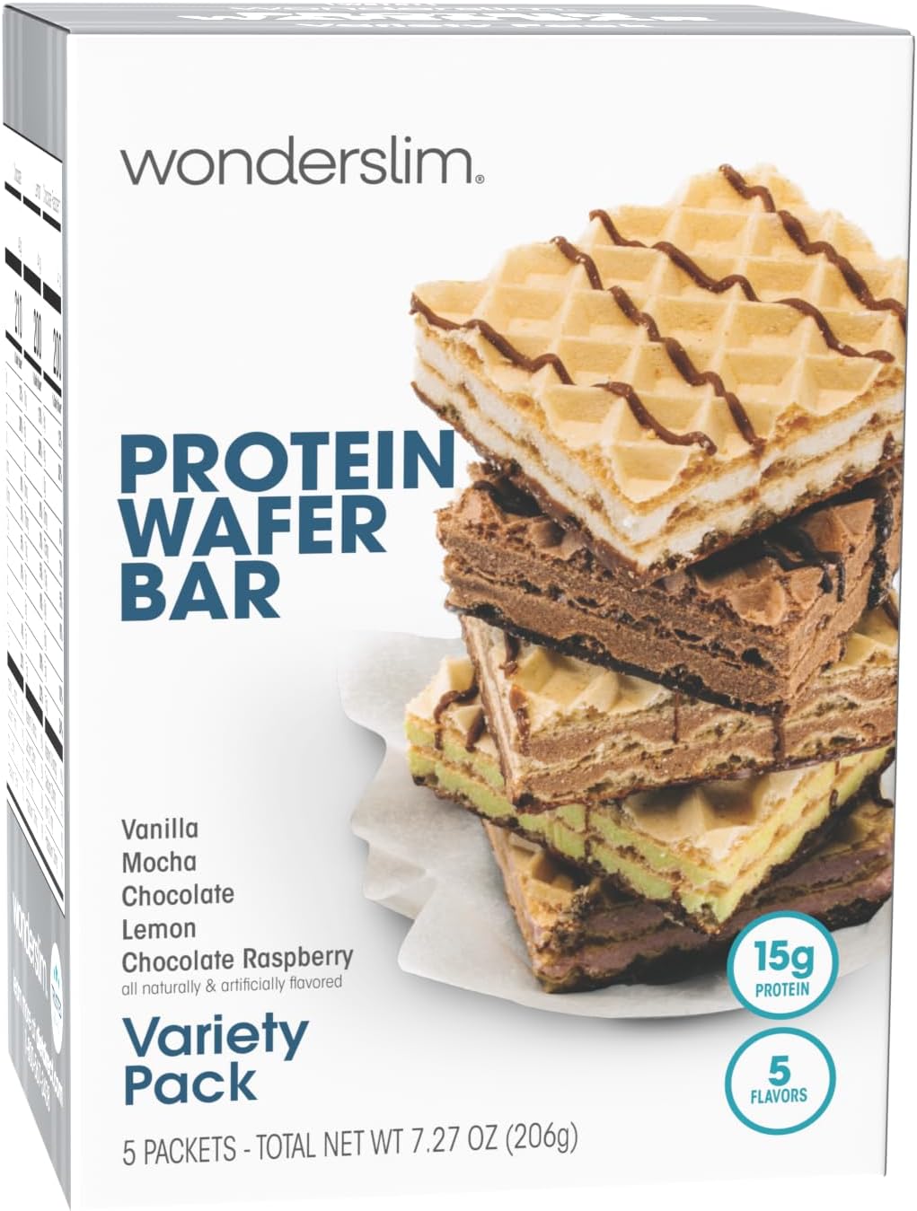 Protein Wafer Snack Bar, Variety Pack, 15g Protein, 5 Flavors, 0mg Cholesterol (5ct)