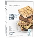 WonderSlim Protein Wafer Snack Bar, Variety Pack, 15g Protein, 5 Flavors, 0mg Cholesterol (5ct)