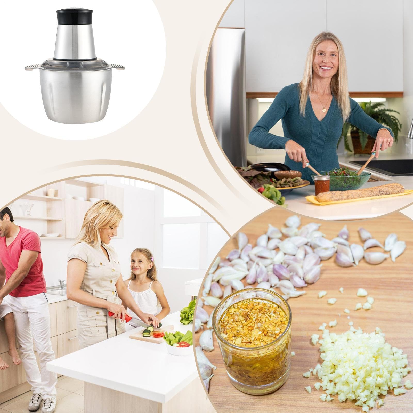 Hacheur électrique à garlic Hachoir à Viande et Presse-purée