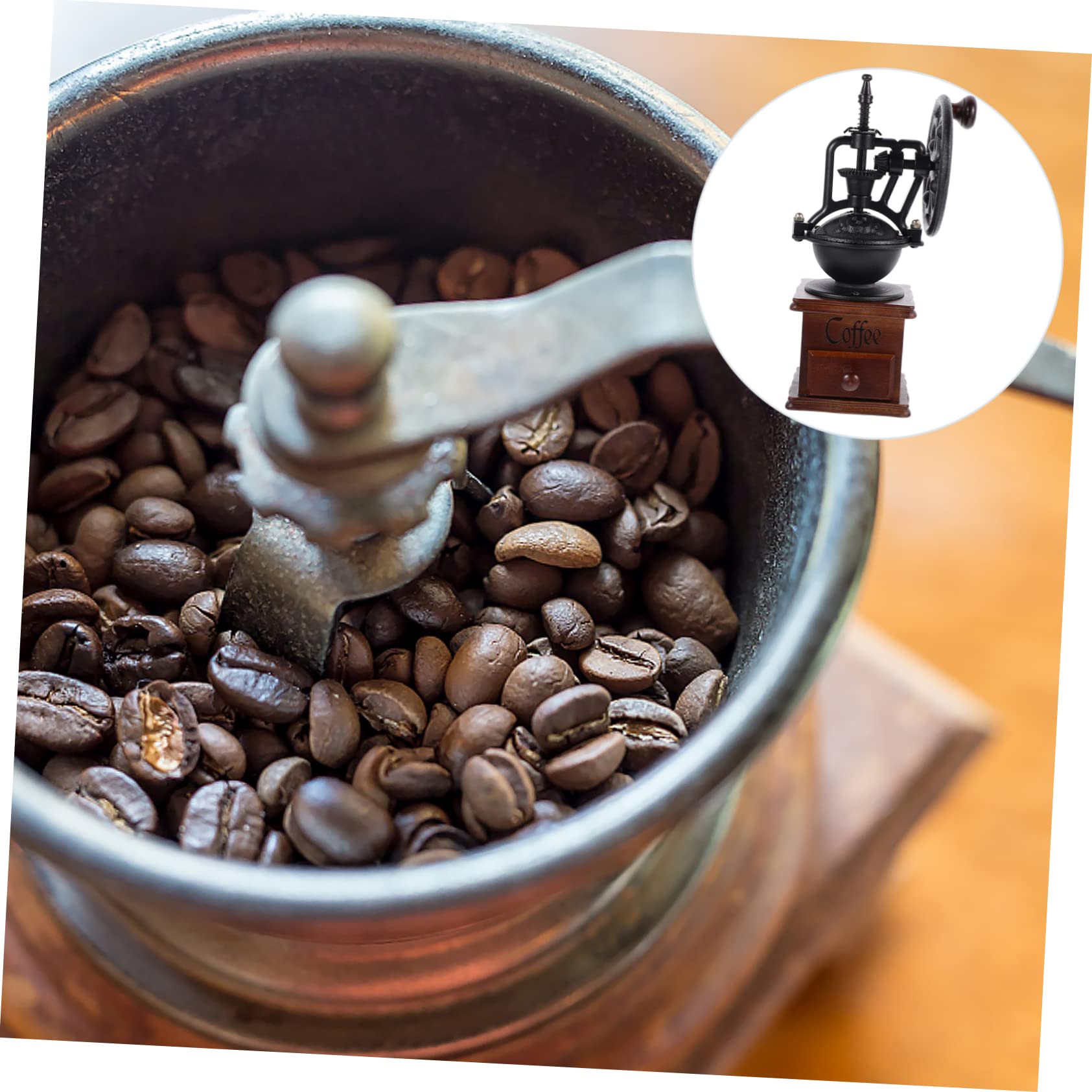 COLLBATH Macinino per Macinare Chicchi Design a Cono Caffè Manuale Vintage Portatile in Legno e Ferro per Campeggio e Viaggio