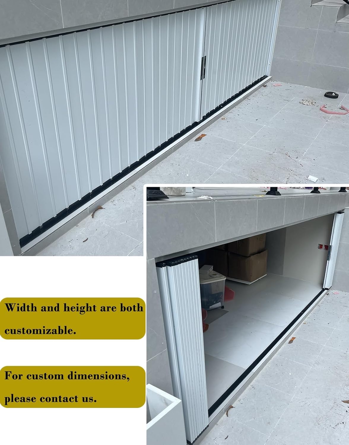 Accordion Folding Doors for Small Spaces - Aluminum Concertina Door for Pantry, Closet & Outdoor Kitchen, Interior/Exterior Partition, White, 26x30in (66x76cm)