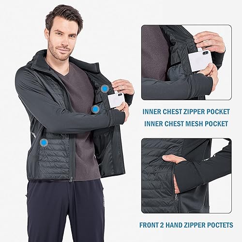 Miniatura 4 de BALEAF Men's Lightweight Warm Puffer Jacket Winter Down Jacket Thermal Hybrid Hiking Coat Water Resistant Packable